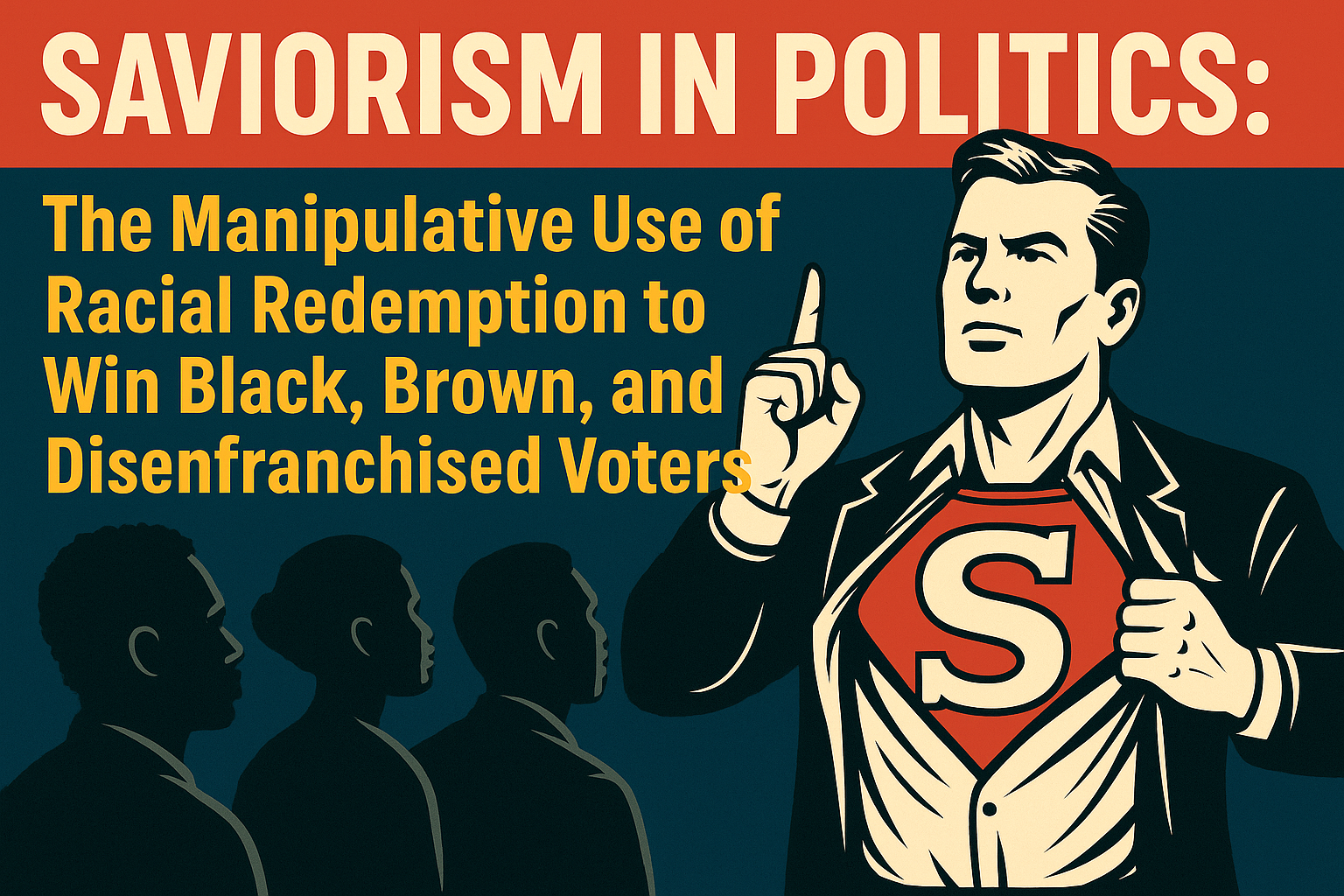 Read more about the article Saviorism in Politics: The Manipulative Use of Racial Redemption to Win Black, Brown, and Disenfranchised Voters